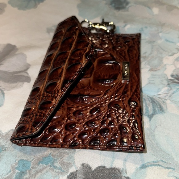 Brahmin Pecan Croc Embossed Clip on Envelope Bag EUC - Picture 8 of 10